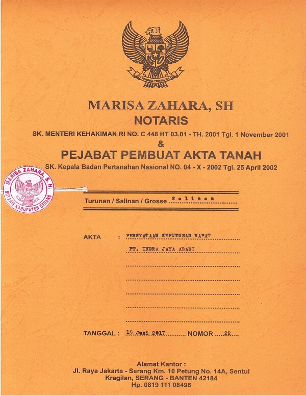 Akta Pernyataan Keputusan Rapat