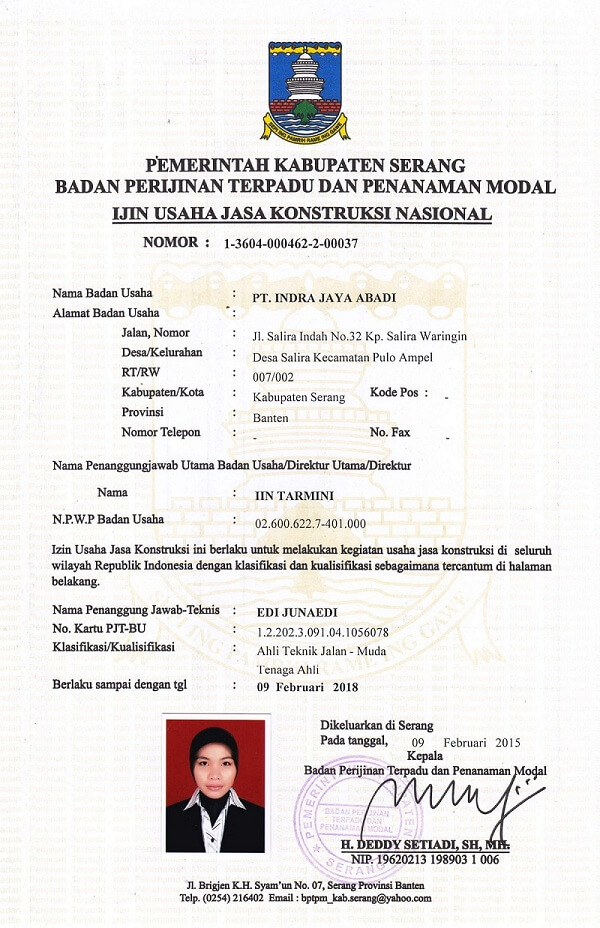 Ijin Usaha Jasa Konstruksi Nasional